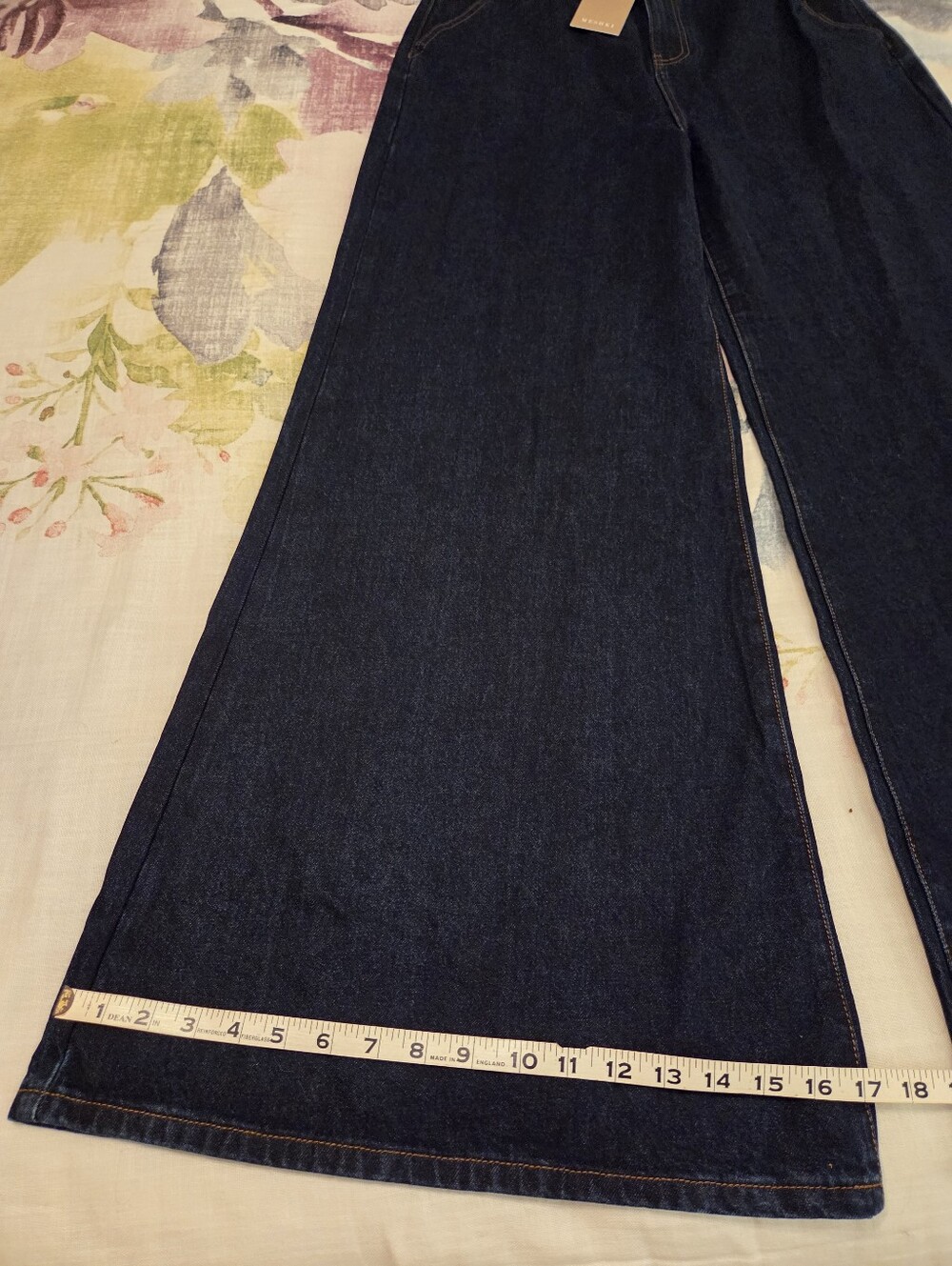 MESHKI Jen‎ Indigo Blue Wide Leg Flare Denim Jeans Women's SZ 14 Ultra Wide NWT - Picture 7 of 16